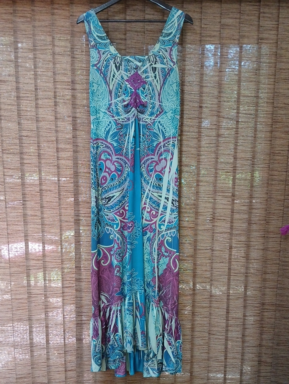 Unity World Wear Teal and Purple Paisley Maxi Dress